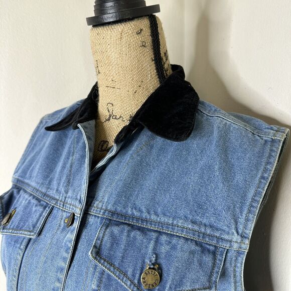 Vintage Hand Painted‎ Denim Vest Womens Size M Forest Stars Generra Art To Wear - Picture 10 of 16